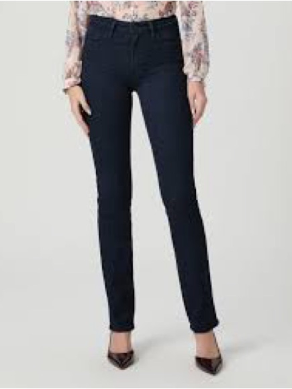 Paige Hoxton Straight Jeans Womens 30 Dark Blue Kelly Wash High Rise